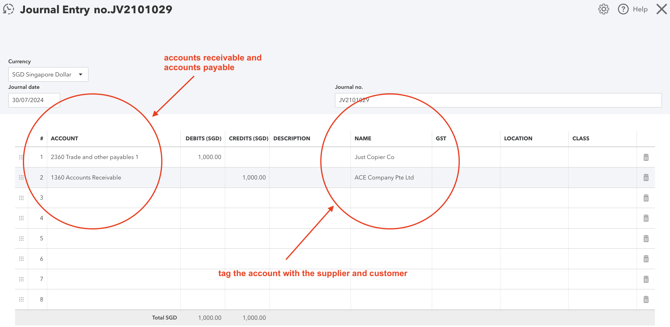 Record a contra in QuickBooks